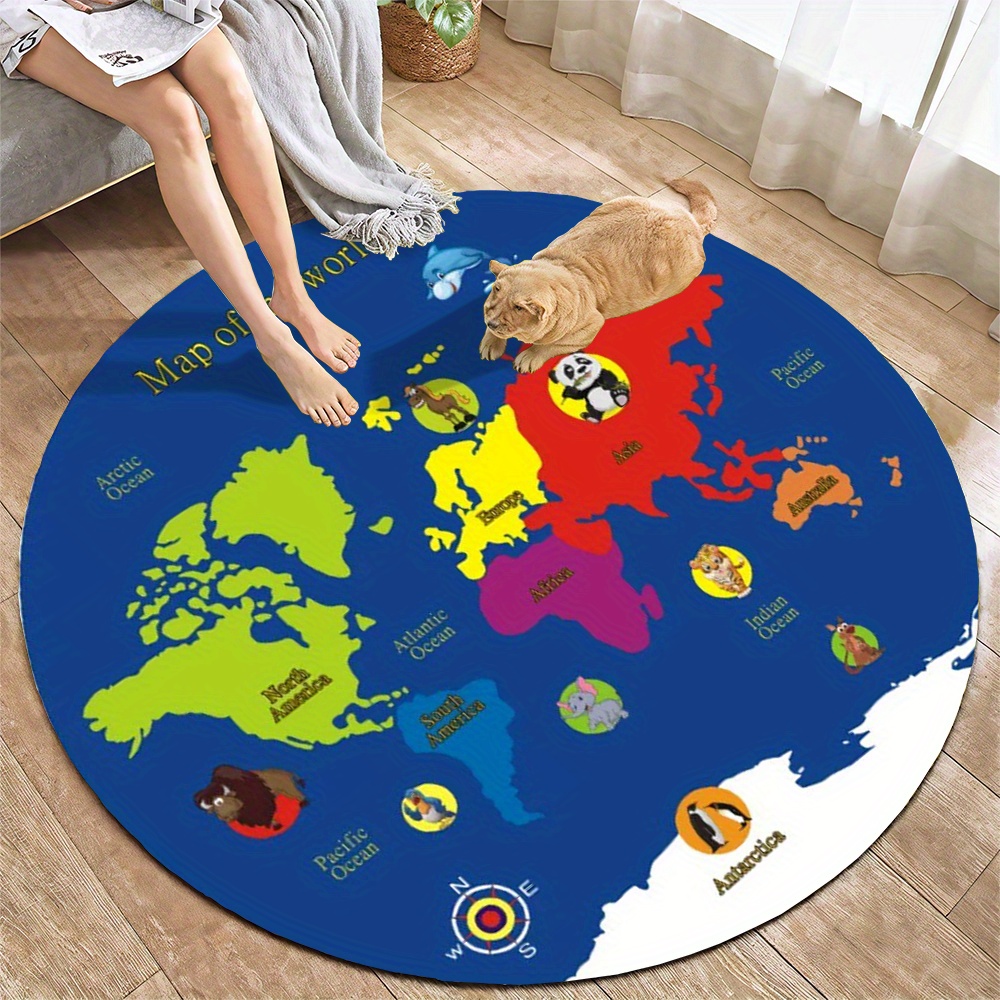 Kids Education Nursery - Tapete Redondo Mapa Mundial de Flanela