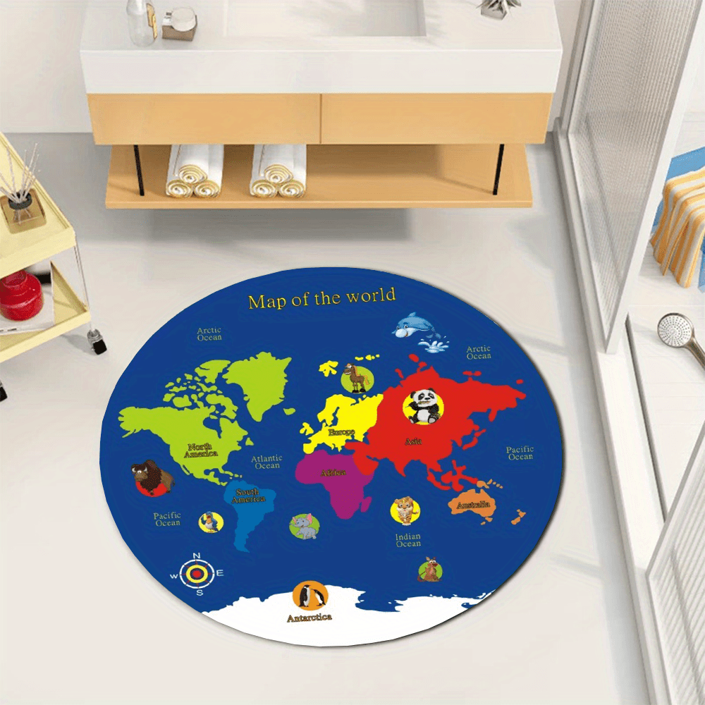 Tapete Redondo Mapa Mundial de - Kids Education Nursery avaliação e preço